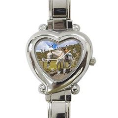 White Horse Tied Up At Cotopaxi National Park Ecuador Heart Italian Charm Watch by dflcprints