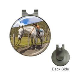 White Horse Tied Up At Cotopaxi National Park Ecuador Hat Clips With Golf Markers by dflcprints