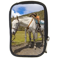 White Horse Tied Up At Cotopaxi National Park Ecuador Compact Camera Cases by dflcprints