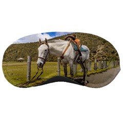 White Horse Tied Up At Cotopaxi National Park Ecuador Sleeping Masks by dflcprints