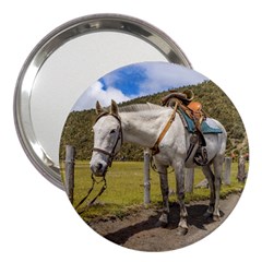 White Horse Tied Up At Cotopaxi National Park Ecuador 3  Handbag Mirrors by dflcprints