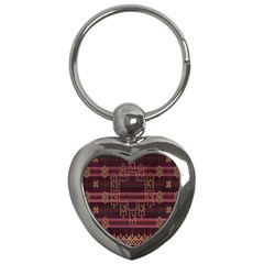 Ulos Suji Traditional Art Pattern Key Chains (heart)  by Amaryn4rt