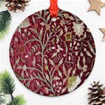 Crewel Fabric Tree Of Life Maroon Ornament (Round) Front