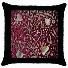 Crewel Fabric Tree Of Life Maroon Throw Pillow Case (black) by Amaryn4rt