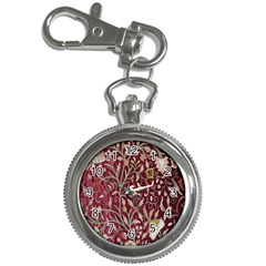 Crewel Fabric Tree Of Life Maroon Key Chain Watches by Amaryn4rt