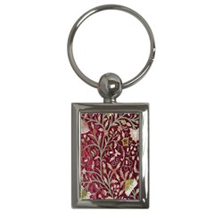 Crewel Fabric Tree Of Life Maroon Key Chains (rectangle)  by Amaryn4rt