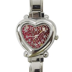 Crewel Fabric Tree Of Life Maroon Heart Italian Charm Watch by Amaryn4rt