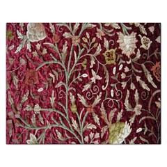 Crewel Fabric Tree Of Life Maroon Rectangular Jigsaw Puzzl by Amaryn4rt