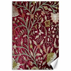 Crewel Fabric Tree Of Life Maroon Canvas 12  X 18   by Amaryn4rt