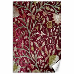 Crewel Fabric Tree Of Life Maroon Canvas 24  X 36  by Amaryn4rt