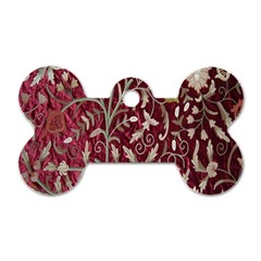 Crewel Fabric Tree Of Life Maroon Dog Tag Bone (one Side) by Amaryn4rt