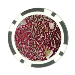 Crewel Fabric Tree Of Life Maroon Poker Chip Card Guard by Amaryn4rt