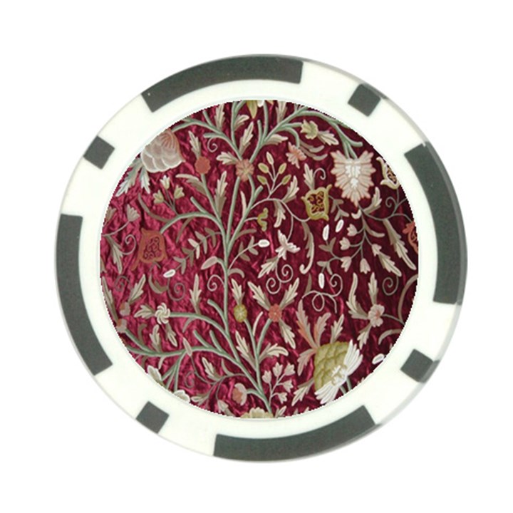 Crewel Fabric Tree Of Life Maroon Poker Chip Card Guard