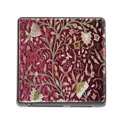 Crewel Fabric Tree Of Life Maroon Memory Card Reader (square) by Amaryn4rt