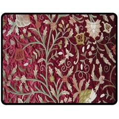 Crewel Fabric Tree Of Life Maroon Fleece Blanket (medium) 