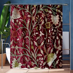 Crewel Fabric Tree Of Life Maroon Shower Curtain 60  X 72  (medium)  by Amaryn4rt