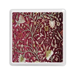 Crewel Fabric Tree Of Life Maroon Memory Card Reader (square)  by Amaryn4rt