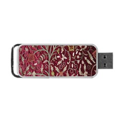 Crewel Fabric Tree Of Life Maroon Portable Usb Flash (one Side) by Amaryn4rt