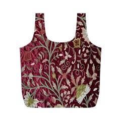 Crewel Fabric Tree Of Life Maroon Full Print Recycle Bags (m)  by Amaryn4rt