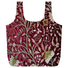 Crewel Fabric Tree Of Life Maroon Full Print Recycle Bags (l)  by Amaryn4rt