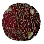 Crewel Fabric Tree Of Life Maroon Large 18  Premium Flano Round Cushions Back