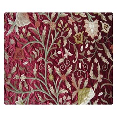 Crewel Fabric Tree Of Life Maroon Double Sided Flano Blanket (small) 