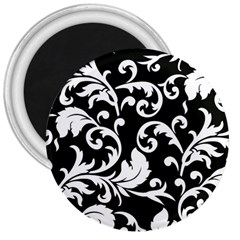 Vector Classical Traditional Black And White Floral Patterns 3  Magnets by Amaryn4rt