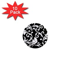 Vector Classical Traditional Black And White Floral Patterns 1  Mini Magnet (10 Pack)  by Amaryn4rt