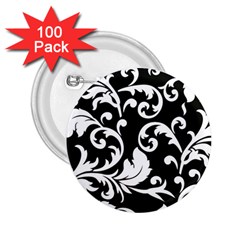 Vector Classical Traditional Black And White Floral Patterns 2 25  Buttons (100 Pack)  by Amaryn4rt