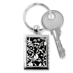 Vector Classical Traditional Black And White Floral Patterns Key Chains (rectangle)  by Amaryn4rt