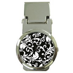 Vector Classical Traditional Black And White Floral Patterns Money Clip Watches by Amaryn4rt