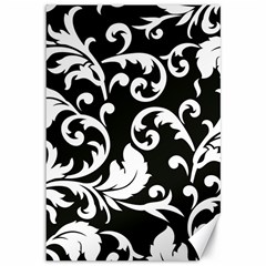 Vector Classical Traditional Black And White Floral Patterns Canvas 12  X 18   by Amaryn4rt