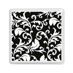 Vector Classical trAditional Black And White Floral Patterns Memory Card Reader (Square)  Front