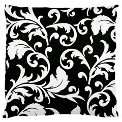 Vector Classical Traditional Black And White Floral Patterns Large Cushion Case (one Side) by Amaryn4rt