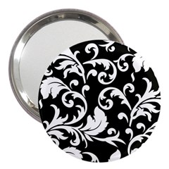 Vector Classical Traditional Black And White Floral Patterns 3  Handbag Mirrors by Amaryn4rt