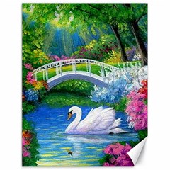 Swan Bird Spring Flowers Trees Lake Pond Landscape Original Aceo Painting Art Canvas 18  X 24   by Amaryn4rt