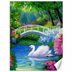 Swan Bird Spring Flowers Trees Lake Pond Landscape Original Aceo Painting Art Canvas 36  X 48   by Amaryn4rt