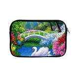 Swan Bird Spring Flowers Trees Lake Pond Landscape Original Aceo Painting Art Apple MacBook Pro 13  Zipper Case Front