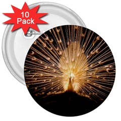 3d Beautiful Peacock 3  Buttons (10 Pack)  by Amaryn4rt