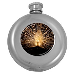 3d Beautiful Peacock Round Hip Flask (5 Oz) by Amaryn4rt