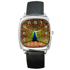 3d Peacock Bird Square Metal Watch