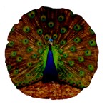 3d Peacock Bird Large 18  Premium Round Cushions Front