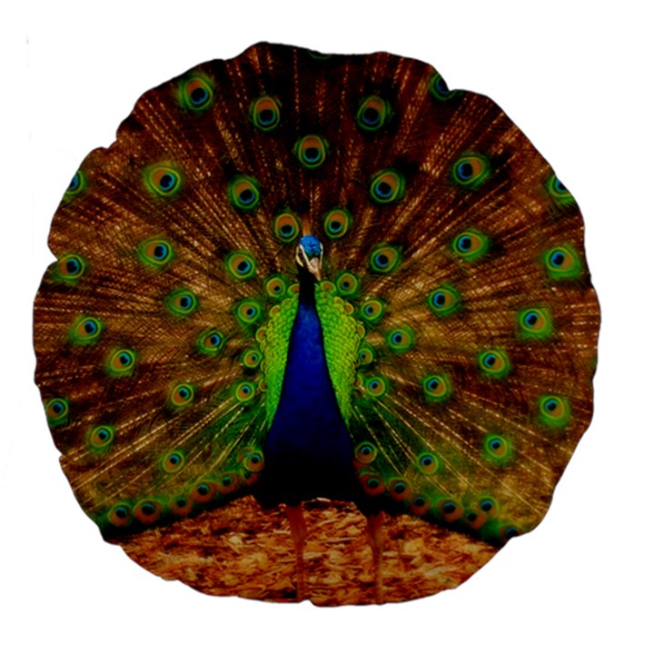 3d Peacock Bird Large 18  Premium Round Cushions