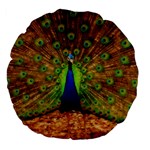 3d Peacock Bird Large 18  Premium Flano Round Cushions Front