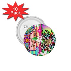 Mandalas, Cats And Flowers Fantasy Digital Patchwork 1 75  Buttons (10 Pack)