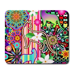 Mandalas, Cats And Flowers Fantasy Digital Patchwork Large Mousepads