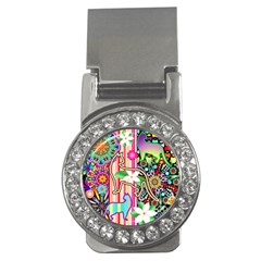 Mandalas, Cats And Flowers Fantasy Digital Patchwork Money Clips (cz)  by BluedarkArt