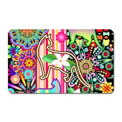 Mandalas, Cats And Flowers Fantasy Digital Patchwork Magnet (rectangular)