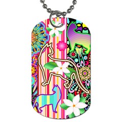 Mandalas, Cats And Flowers Fantasy Digital Patchwork Dog Tag (one Side) by BluedarkArt