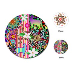 Mandalas, Cats And Flowers Fantasy Digital Patchwork Playing Cards (round) 